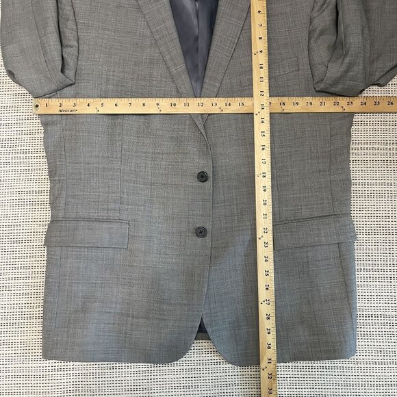 Egara Mens 100% Wool Slim Fit Blazer Jacket Gray Size 48R - Picture 9 of 9